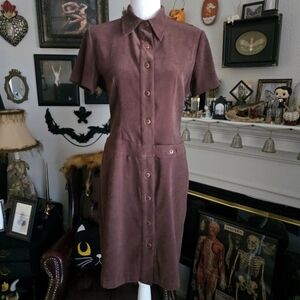 Mod brown suede drop waist dress